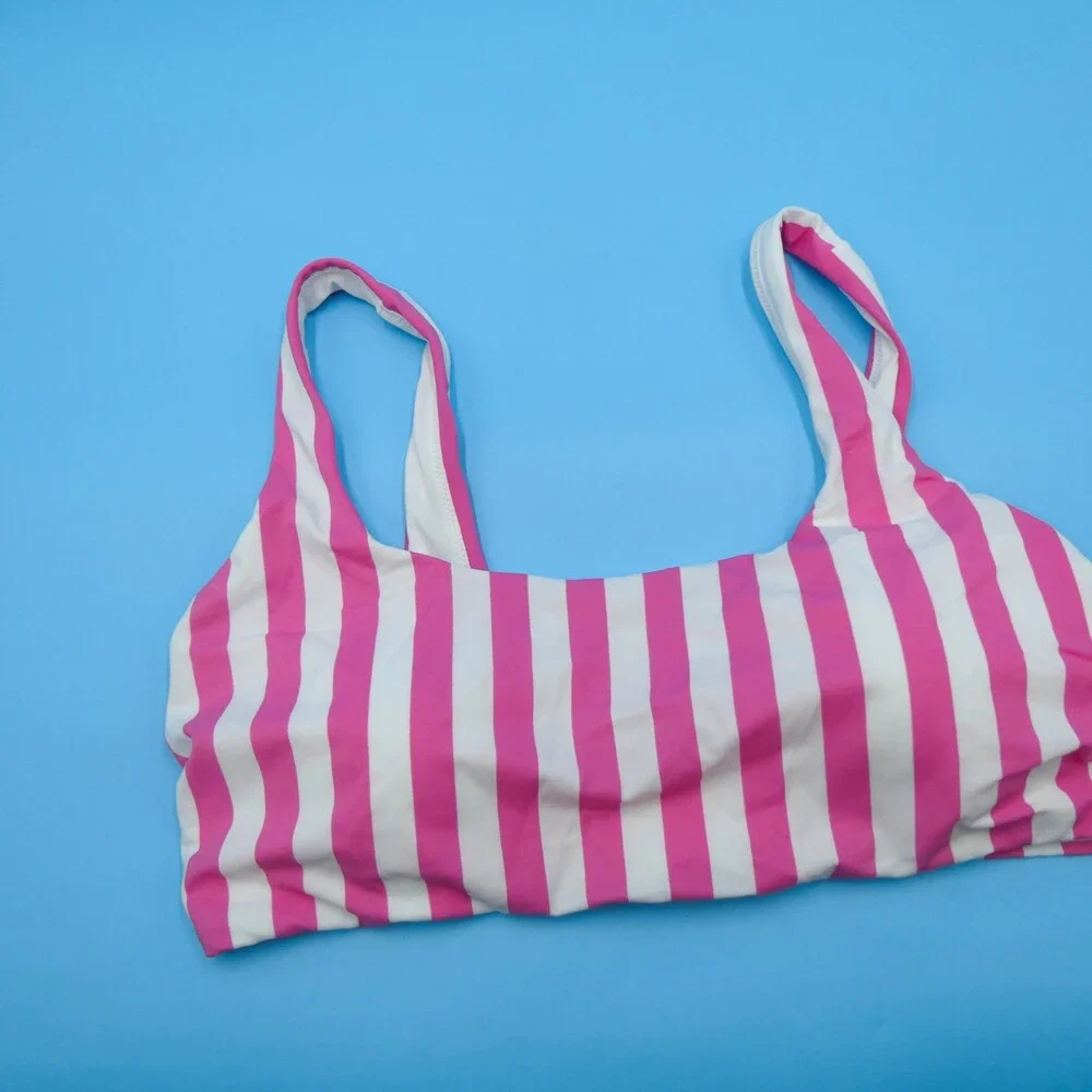 Victorias Secret XXL Pink White‎ Striped Pullover Padded Bikini Top Swimwear New